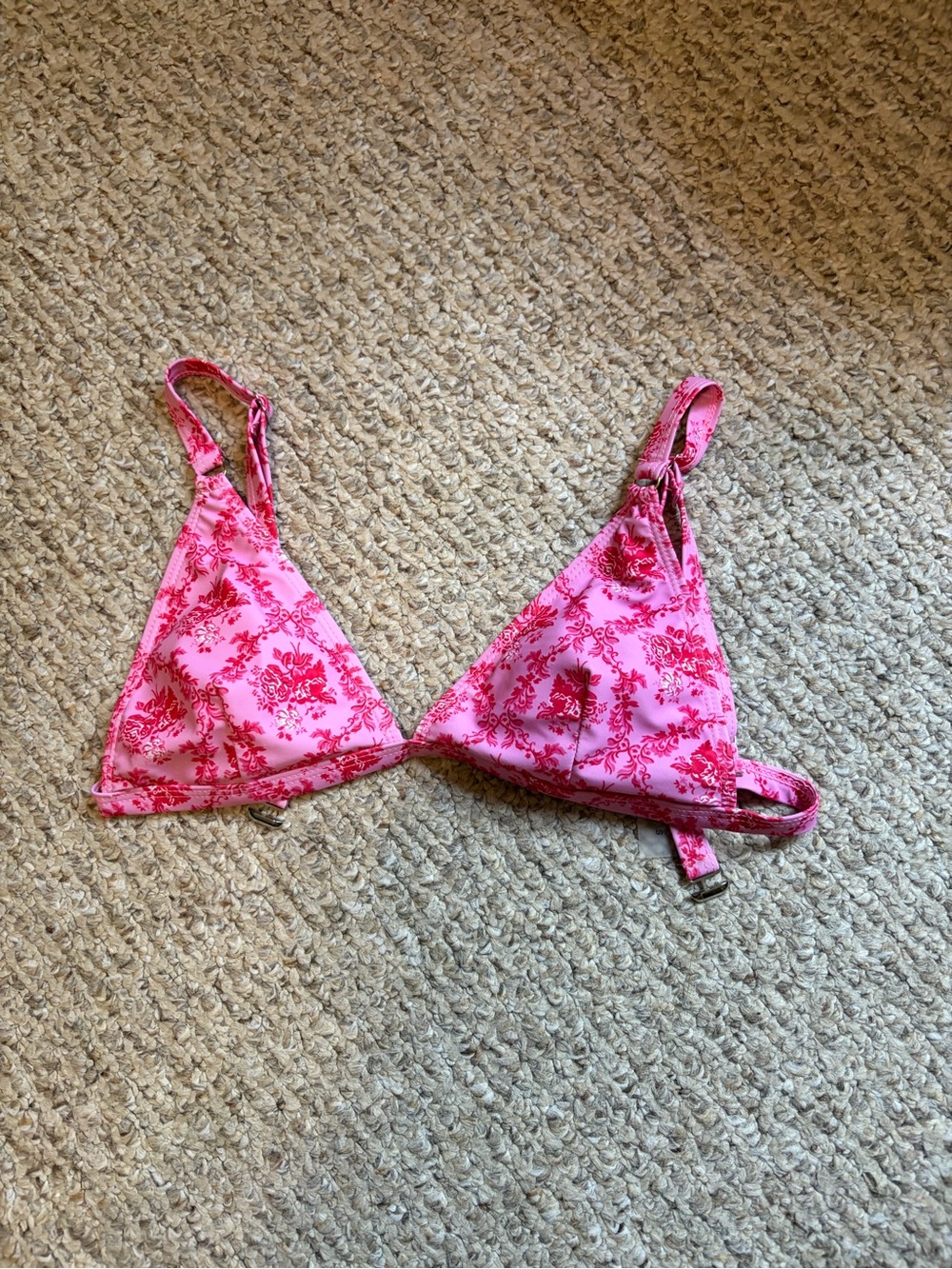 SHEIN Pink Floral Triangle Bikini Top